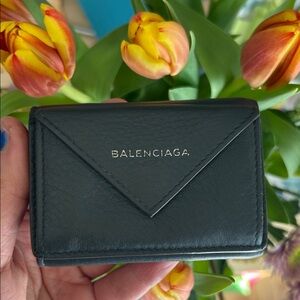 Balenciaga Dark Gray Leather Card Holder